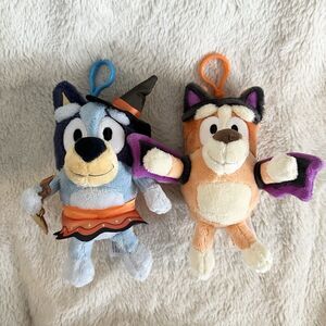Dan Dee Bluey And Bingo Halloween Backpack Clip Keychain Plush Witch Bat 7” Toy